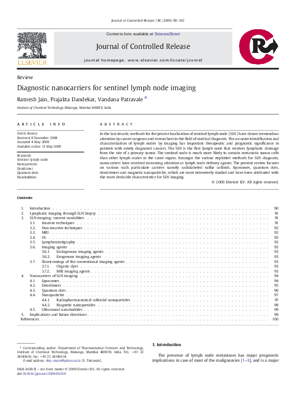(PDF) Diagnostic nanocarriers for sentinel lymph node imaging