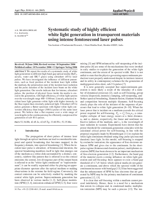 (PDF) Systematic study of highly efficient white light generation in ...
