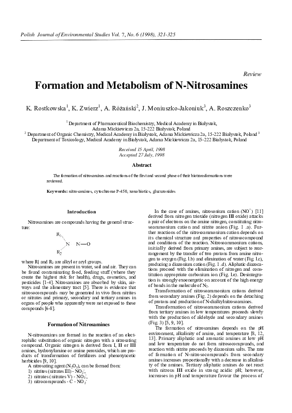 (PDF) Formation and Metabolism of N-Nitrosamines