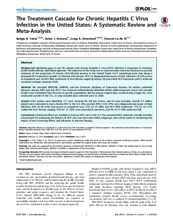 (PDF) The treatment cascade for chronic hepatitis C virus infection in ...