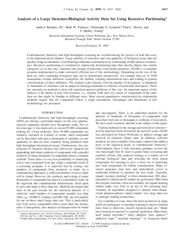 (PDF) Analysis of a Large Structure/Biological Activity Data Set Using ...
