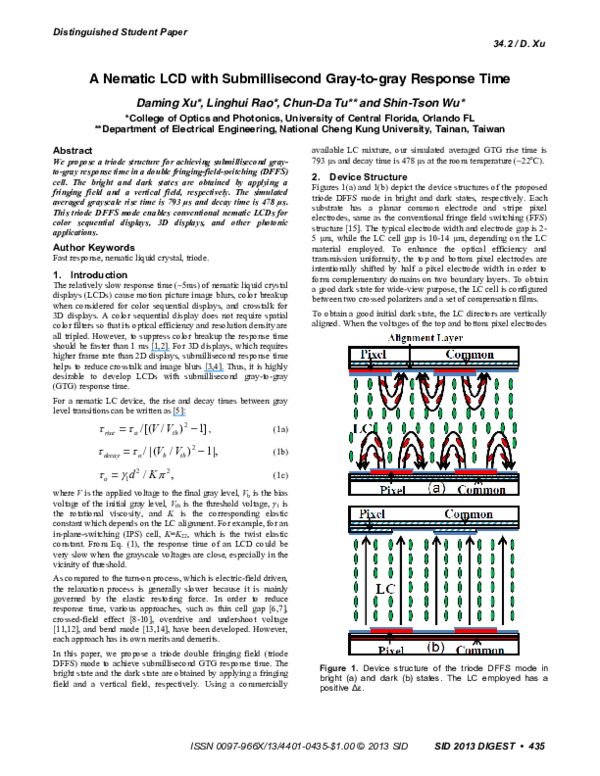 (PDF) 34.2 Distinguished Student Paper A Nematic LCD with