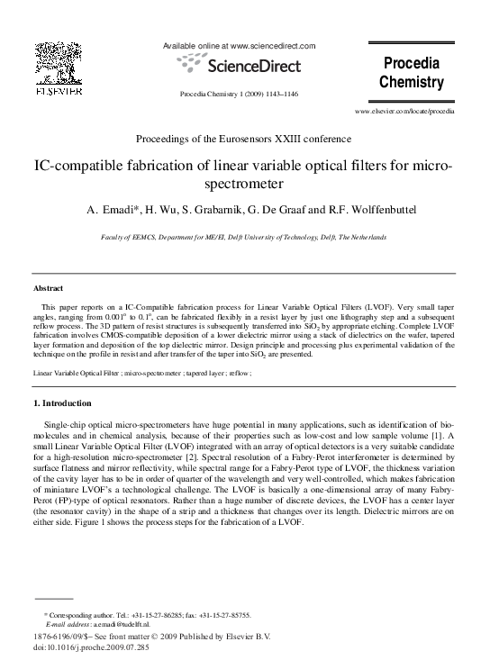 (PDF) IC-compatible fabrication of linear variable optical filters for ...