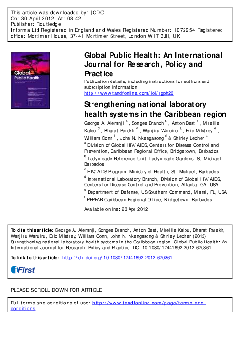 (PDF) Strengthening national laboratory health systems in the Caribbean ...
