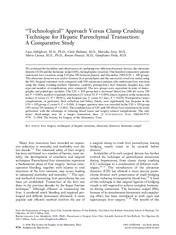 (PDF) “Technological” Approach Versus Clamp Crushing Technique for