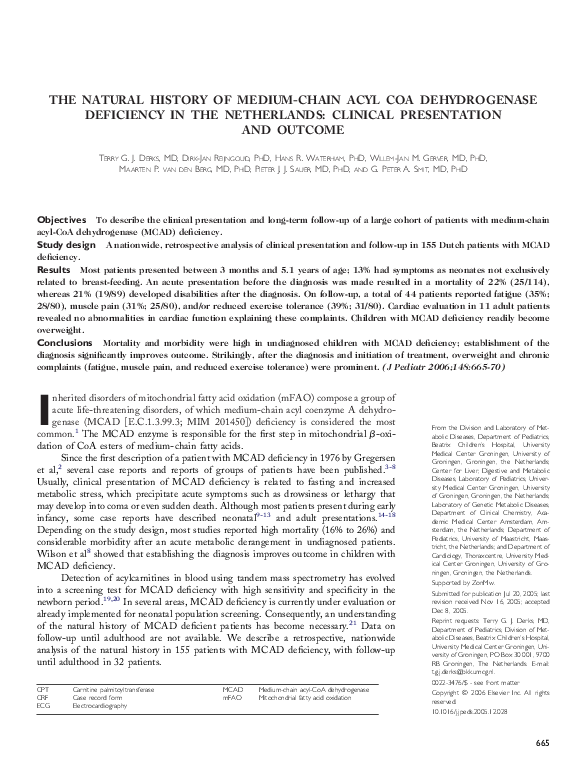 (PDF) The natural history of medium-chain acyl CoA dehydrogenase ...