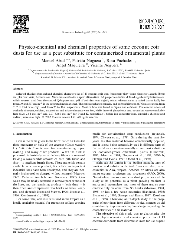 (PDF) Physico-chemical and chemical properties of some coconut coir ...