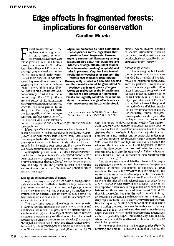(PDF) Edge effects in fragmented forests: implications for conservation
