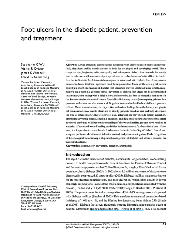 (PDF) Foot ulcers in the diabetic patient, prevention and treatment