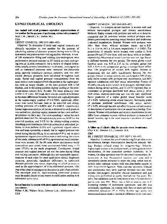 (PDF) Sexual function in women with uterovaginal prolapse and urinary ...