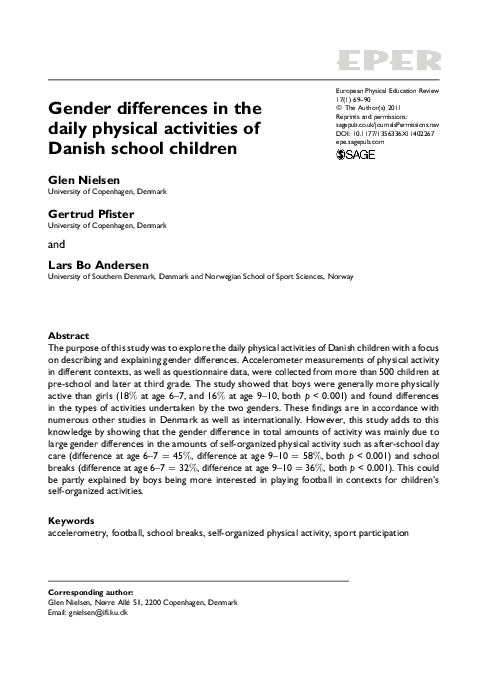 (PDF) Gender differences in the daily physical activities of Danish ...