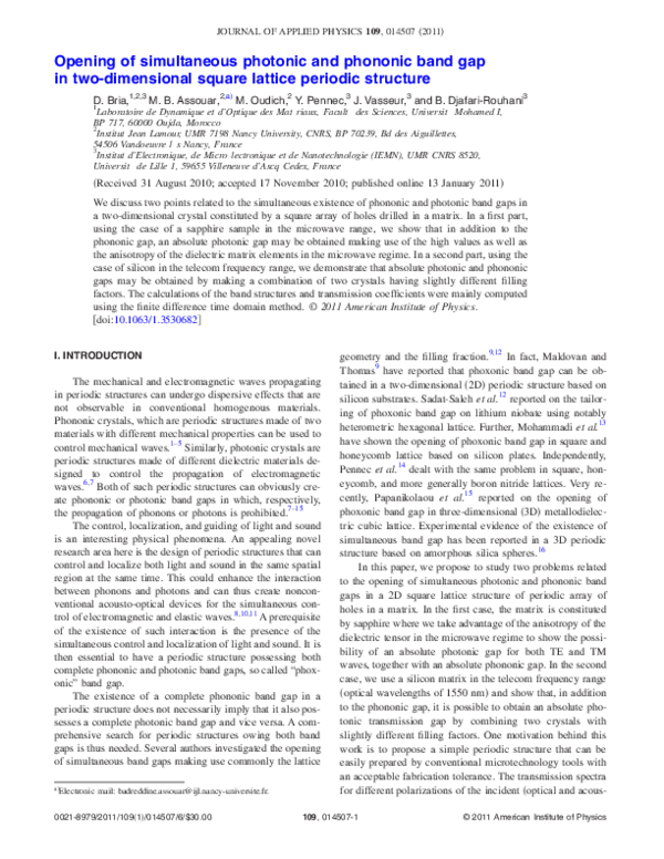 (PDF) Opening of simultaneous photonic and phononic band gap in two ...