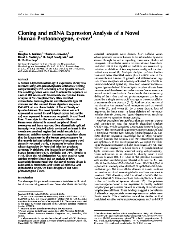 (PDF) Cloning and mRNA expression analysis of a novel human ...