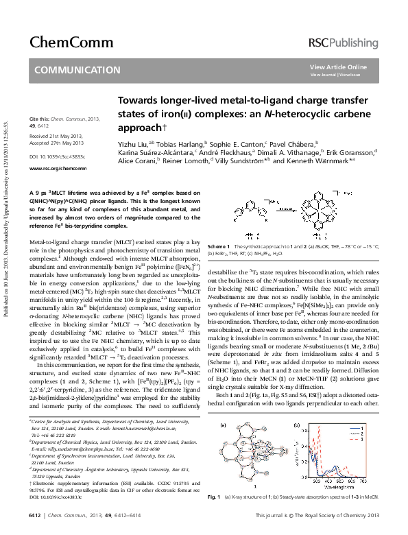 (PDF) Towards longerlived metaltoligand charge transfer states of