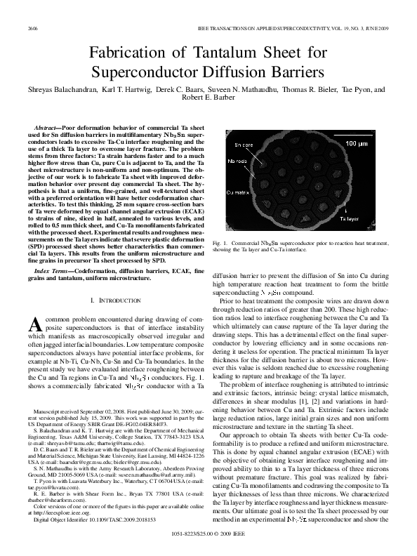 (PDF) Fabrication of Tantalum Sheet for Superconductor Diffusion