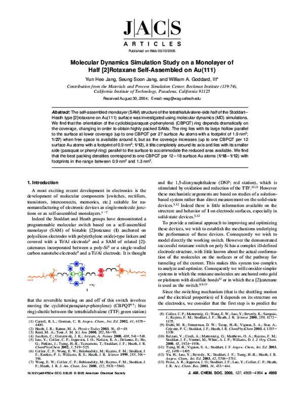(PDF) Molecular Dynamics Simulation Study on a Monolayer of Half [2 ...
