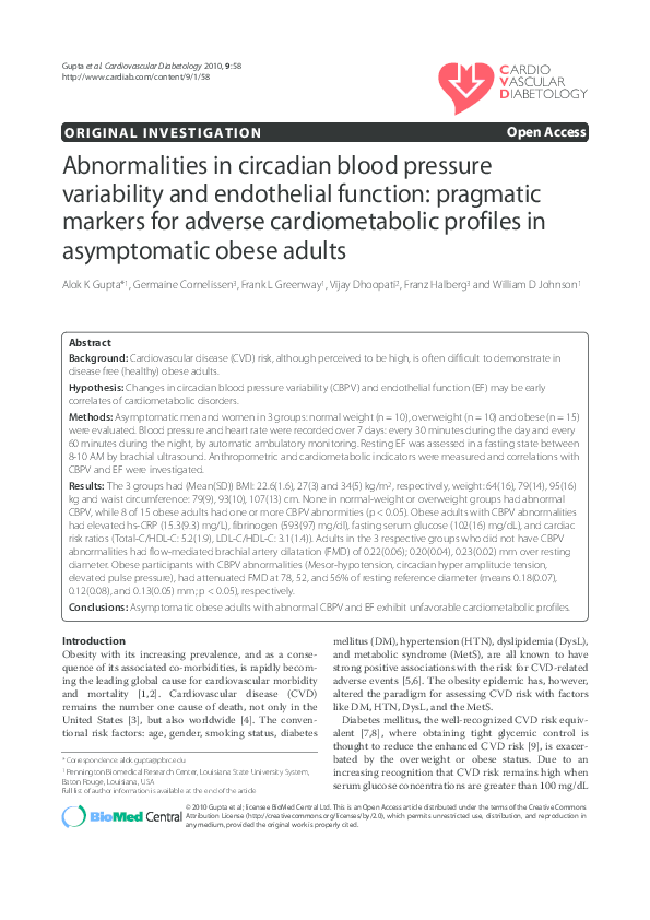 (PDF) Abnormalities in circadian blood pressure variability and ...