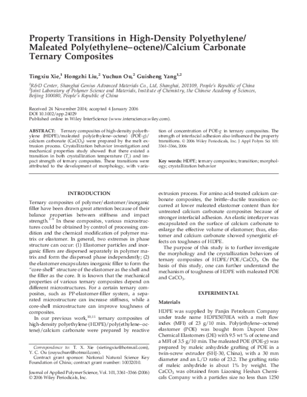 (PDF) Property transitions in high-density polyethylene/maleated poly ...