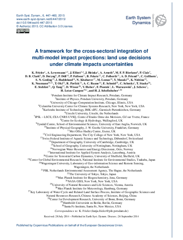 (PDF) A framework for the cross-sectoral integration of multi-model ...
