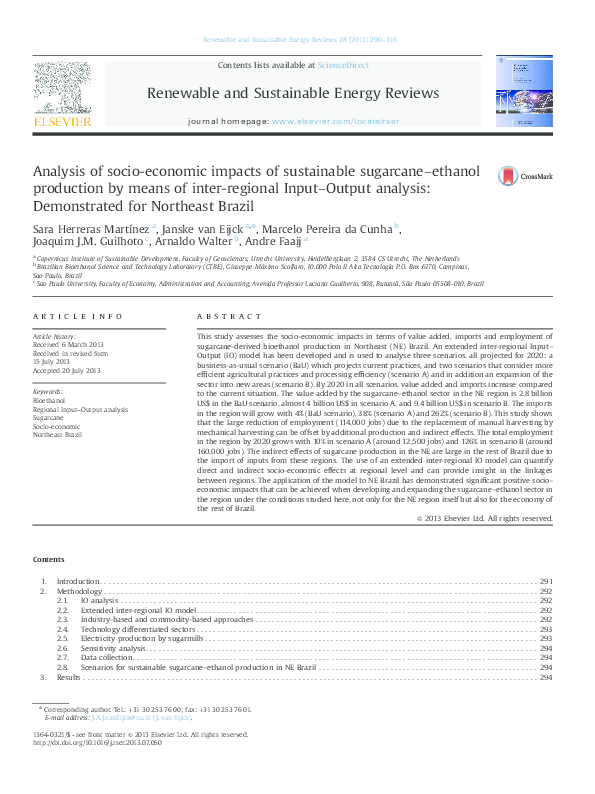 (PDF) Analysis of socio-economic impacts of sustainable sugarcane ...