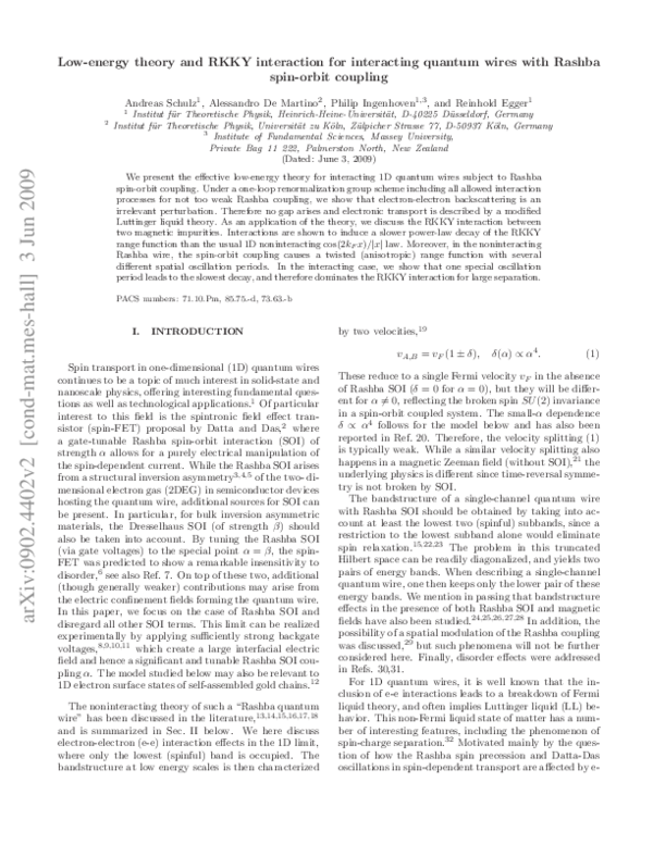 (PDF) Low-energy theory and RKKY interaction for interacting quantum ...