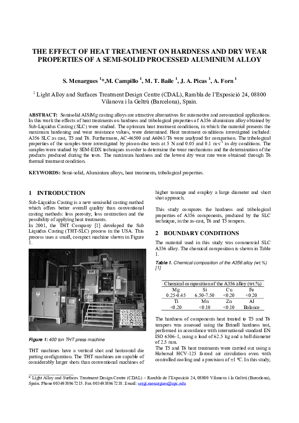 (PDF) The effect of heat treatment on hardness and dry wear properties ...