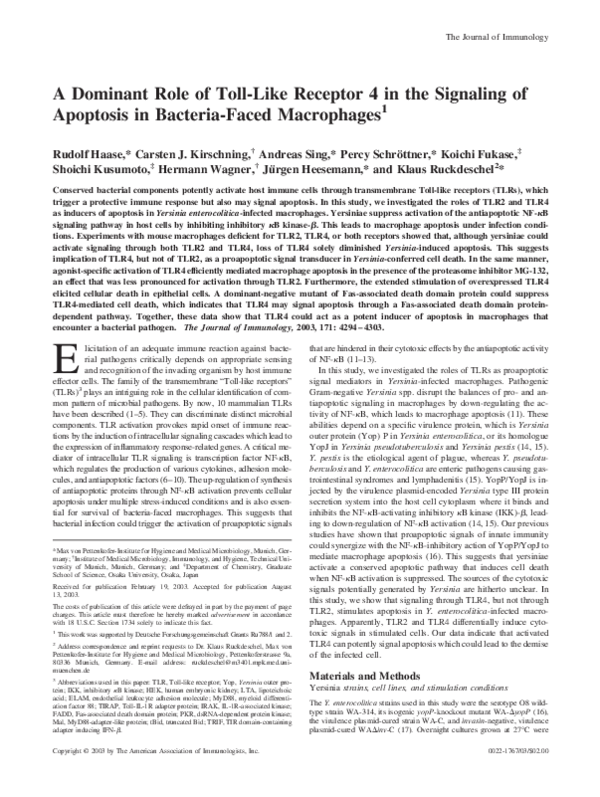(PDF) A Dominant Role of Toll-Like Receptor 4 in the Signaling of ...