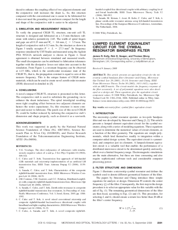 (PDF) Lumped element equivalent circuit for the cymbal resonator ...