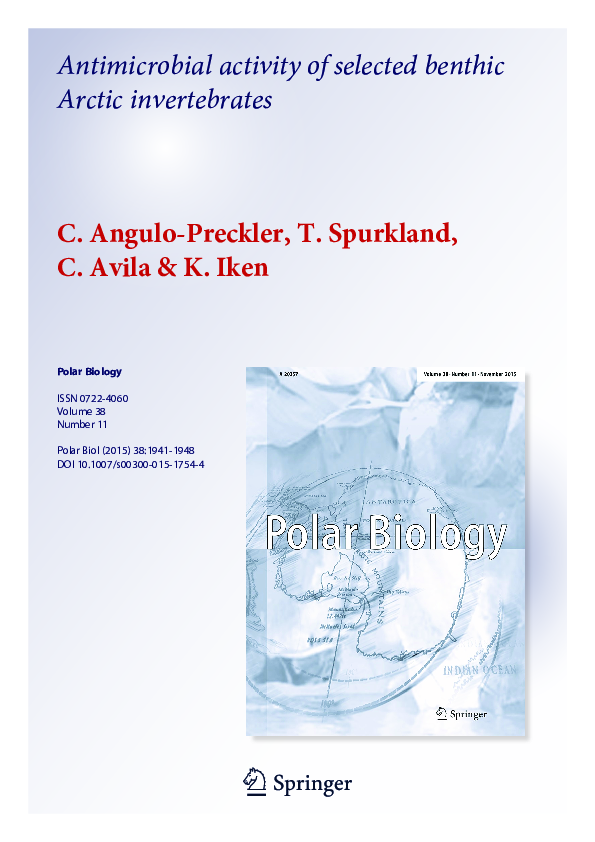 (PDF) Antimicrobial activity of selected benthic Arctic invertebrates