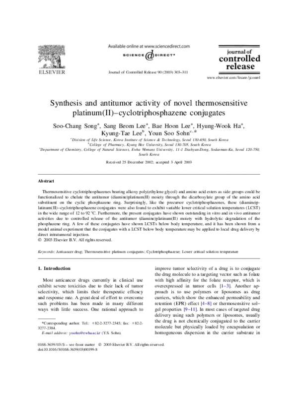 (PDF) Synthesis and antitumor activity of novel thermosensitive ...