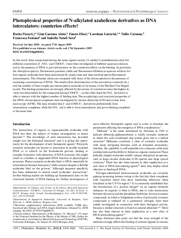 (PDF) Photophysical properties of N-alkylated azahelicene derivatives ...