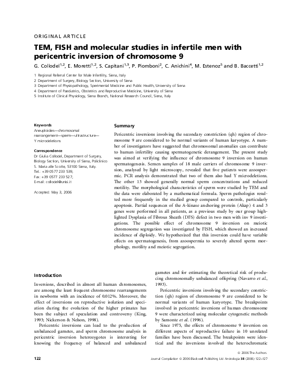 (PDF) TEM, FISH and molecular studies in infertile men with pericentric ...