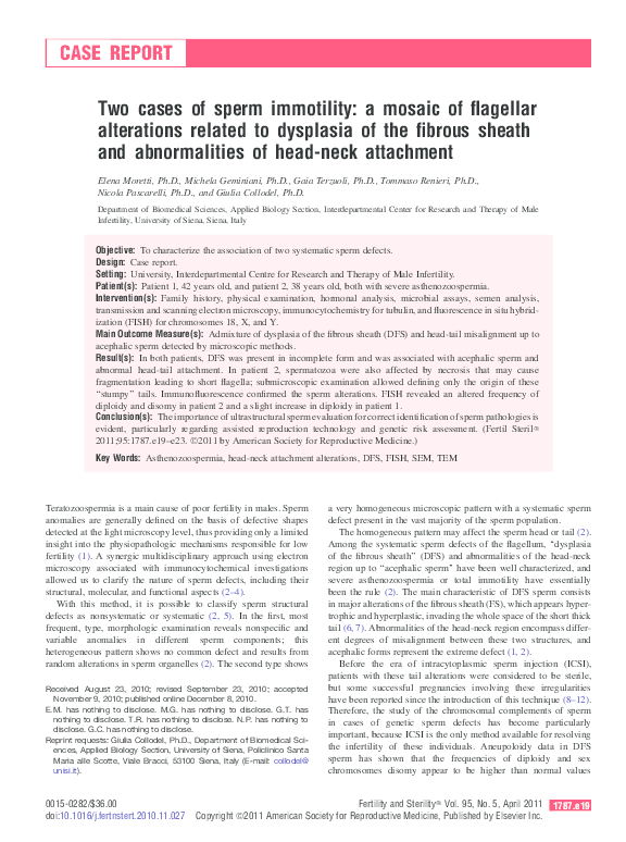(PDF) Two cases of sperm immotility: a mosaic of flagellar alterations ...
