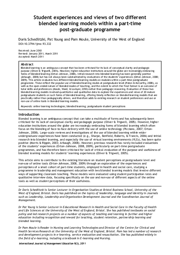 (PDF) Student experiences and views of two different blended learning ...