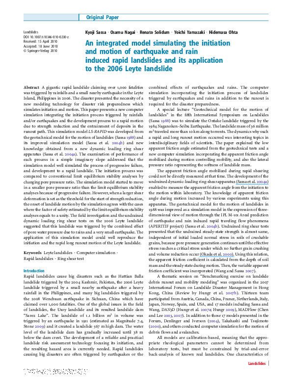 (PDF) An integrated model simulating the initiation and motion of ...