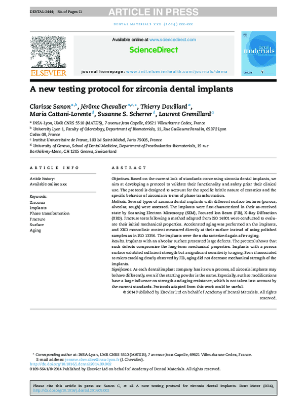 PDF) A new testing protocol for zirconia dental implants