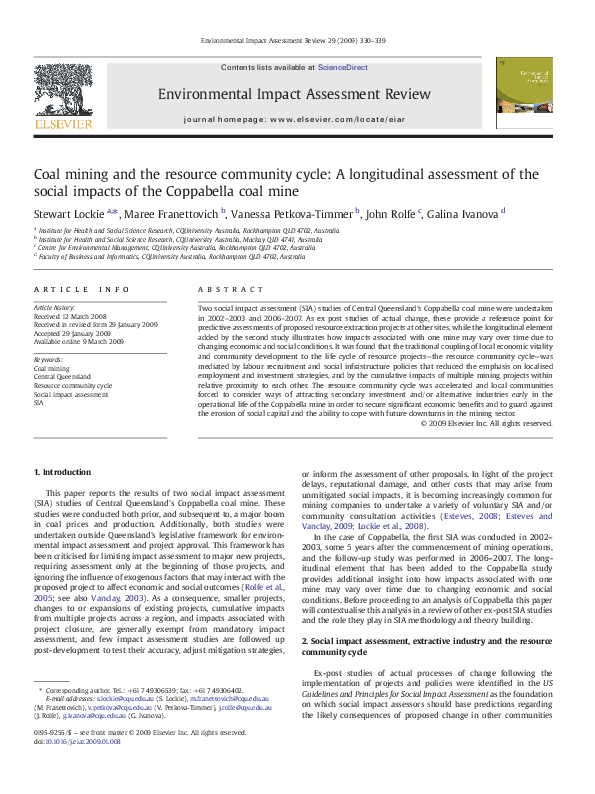 (PDF) Coal mining and the resource community cycle: A longitudinal ...