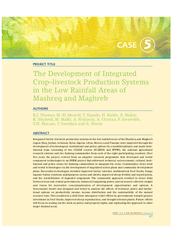 (PDF) The development of integrated crop/livestock production in the
