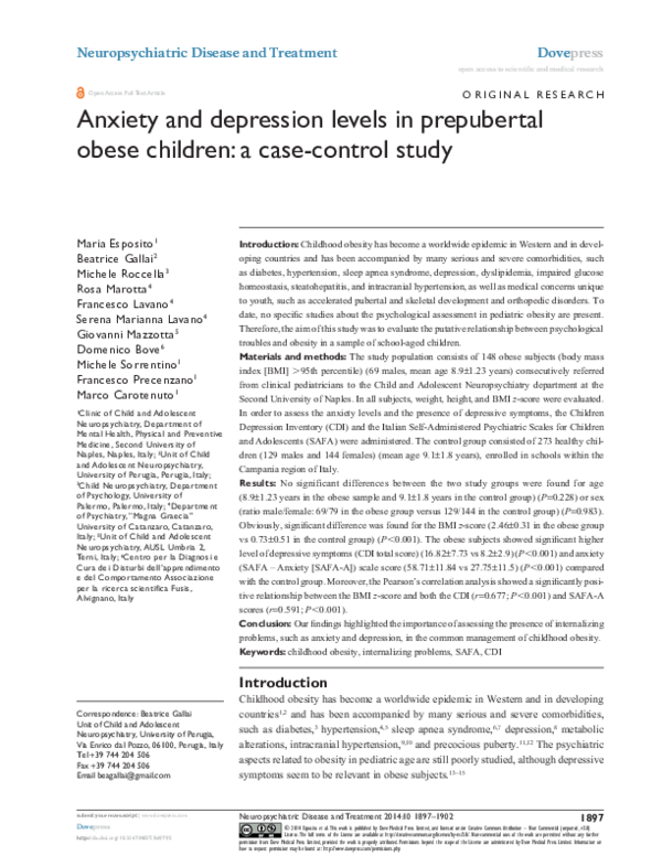 Study Depression Obesity Hypertension >> Pdf Anxiety And Depression Levels In Prepubertal Obese Children A Study Depression Obesity Hypertension >> Pdf Anxiety And Depression Levels In Prepubertal Obese Children A
