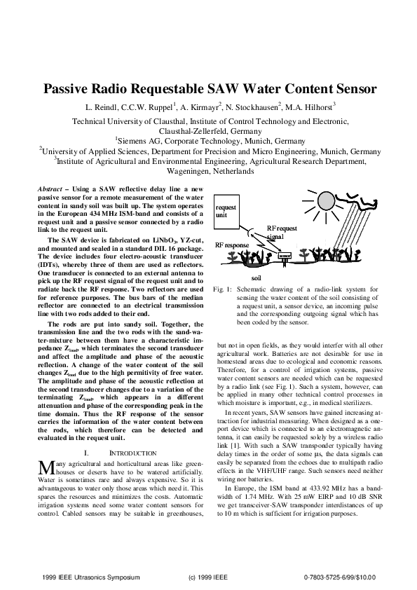 (PDF) Passive radio requestable SAW water content sensor Leonhard