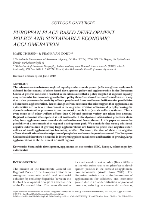 (PDF) European Place-Based Development Policy and Sustainable Economic ...