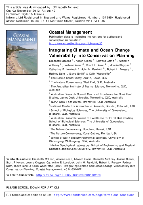 (PDF) Integrating Climate and Ocean Change Vulnerability into ...