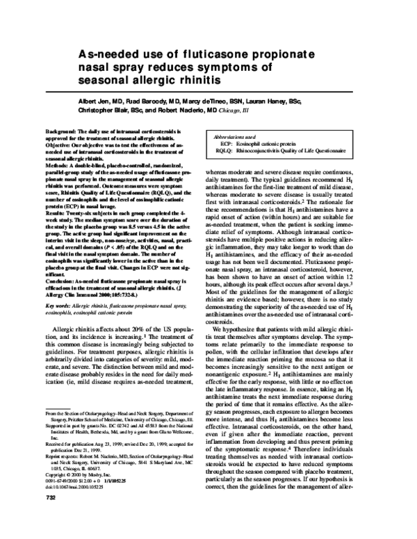 (PDF) As-needed use of fluticasone propionate nasal spray reduces ...