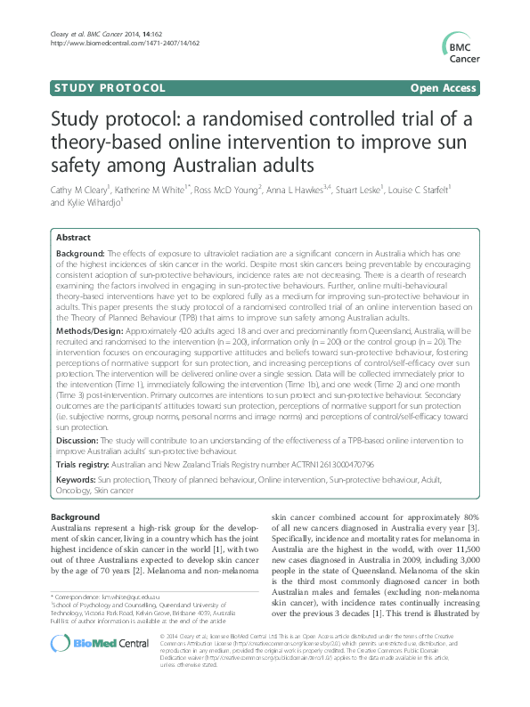 (PDF) Study protocol: a randomised controlled trial of a theory-based ...