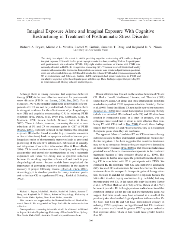 (PDF) Imaginal exposure alone and imaginal exposure with cognitive ...