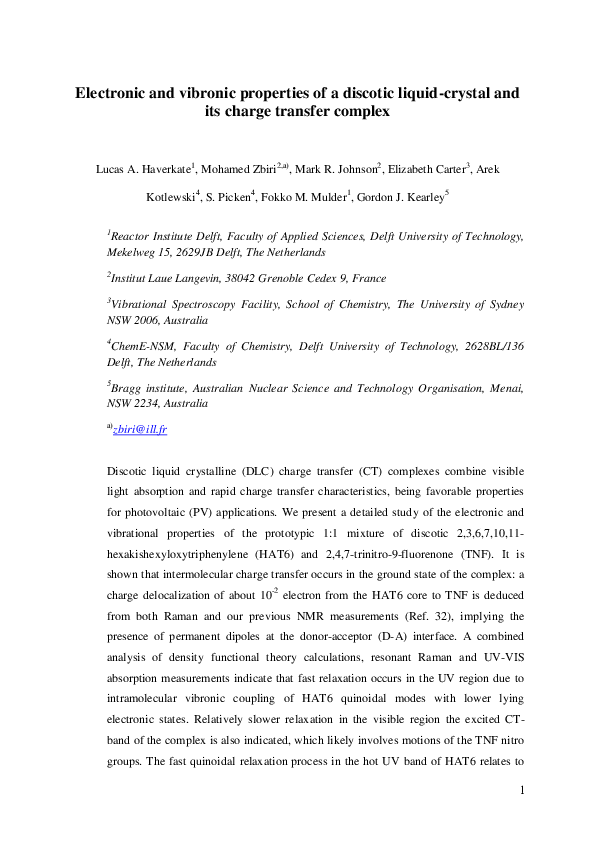 (PDF) Electronic and vibronic properties of a discotic liquid-crystal ...