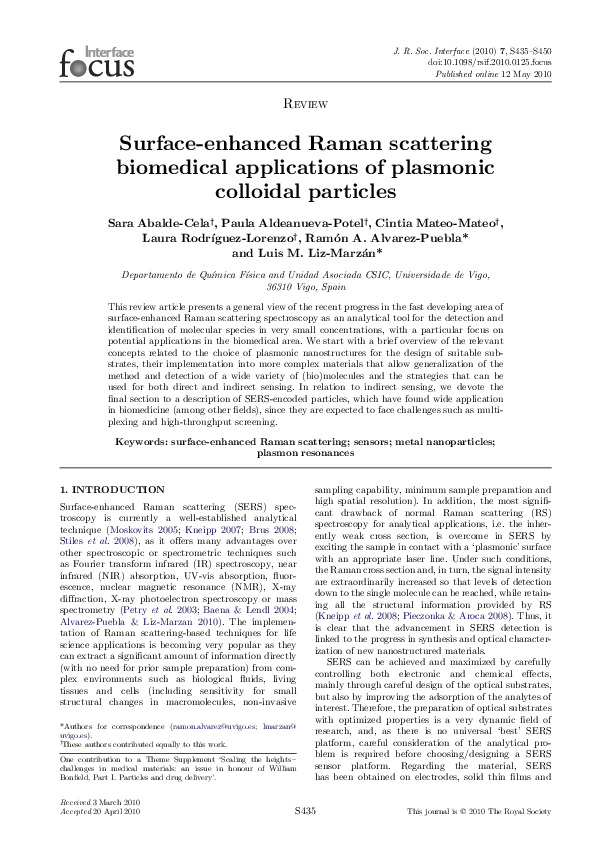 (PDF) Surface-enhanced Raman scattering biomedical applications of ...