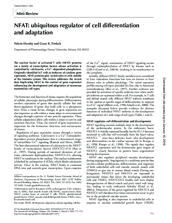 (PDF) Nfat: ubiquitous regulator of cell differentiation and adaptation