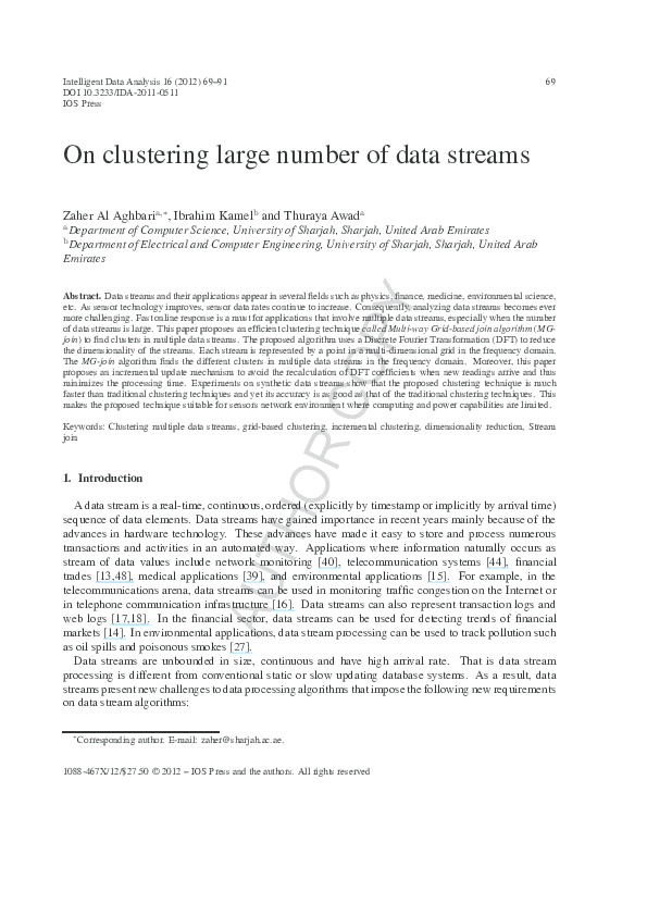 (PDF) On clustering large number of data streams