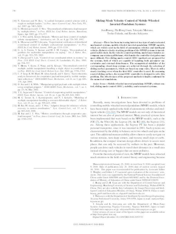 (PDF) Sliding-Mode Velocity Control of Mobile-Wheeled Inverted-Pendulum ...